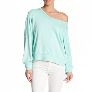 Free People Back It Up Sweatshirt Wide Mint Green